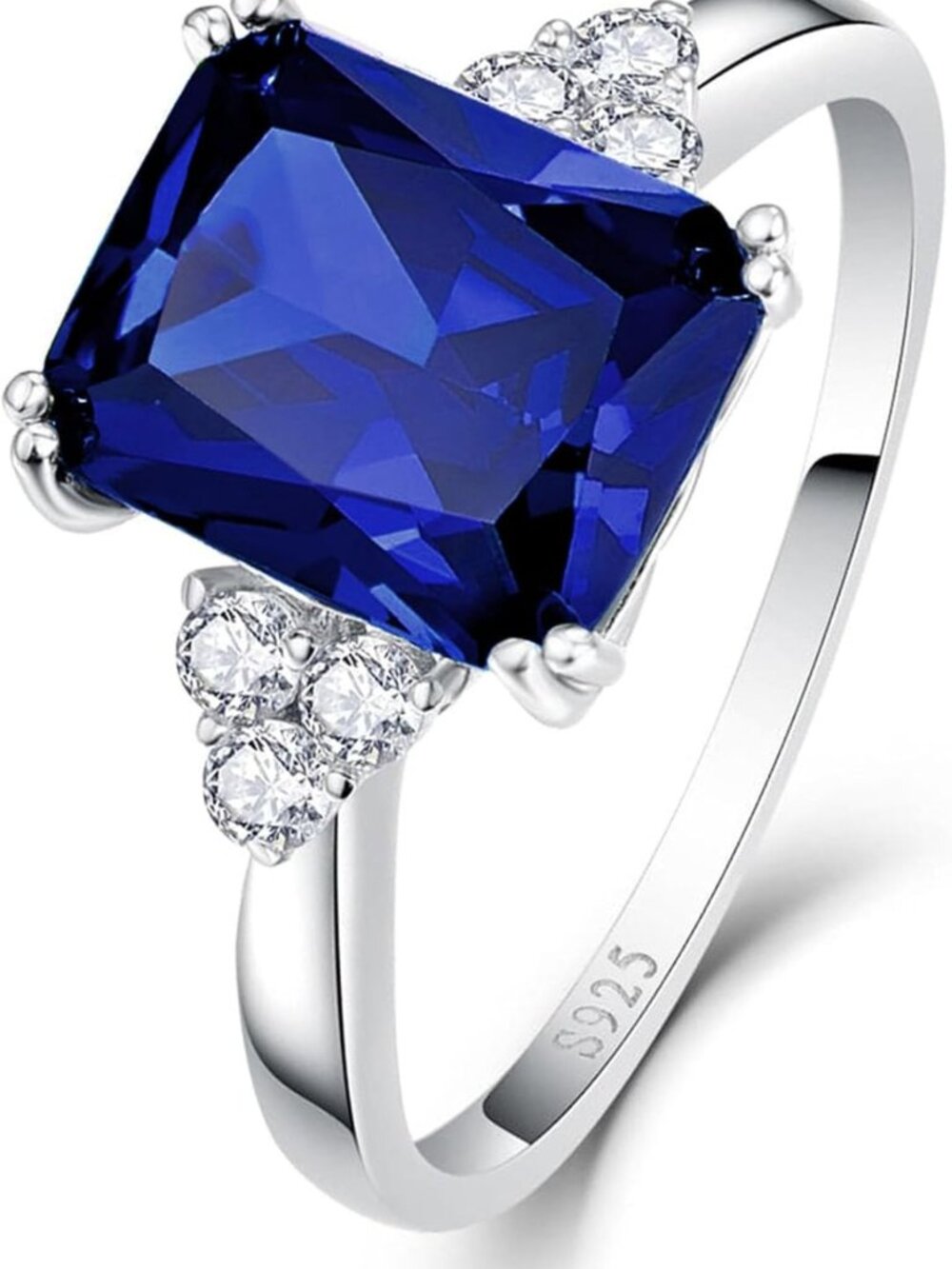 Stunning 3.5CT Radiant Cut Gemstone Ring - Sapphire, Emerald, Amethyst, Ruby, CZ